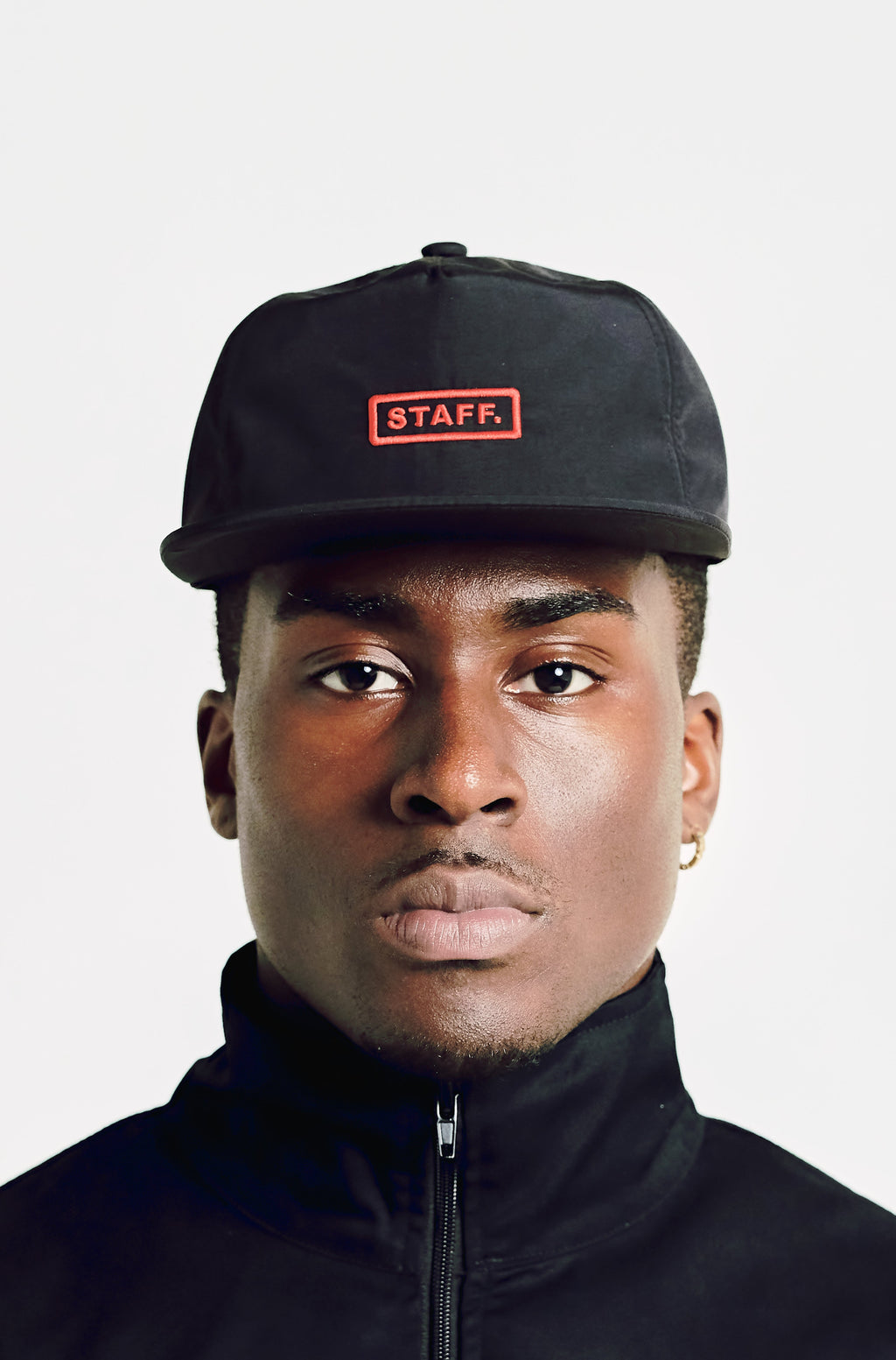 Staff Nylon Flat Cap - Black